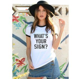 What's Your Sign Astrology Zodiac Ringer Tee White